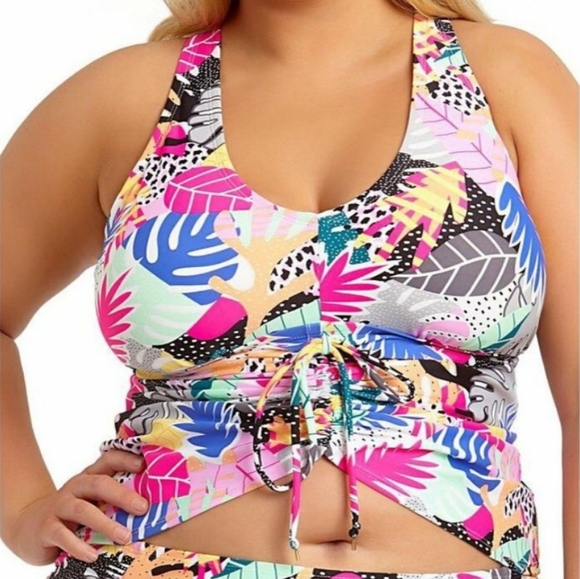 California Waves Tankini 22/24 Swim Top Tropical 261 - Picture 1 of 7